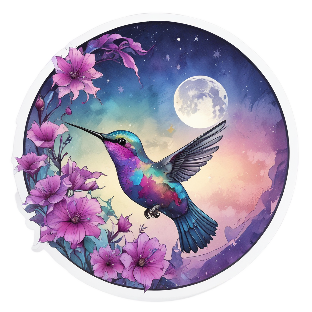 Moonlit Magenta Messenger — birds stickers