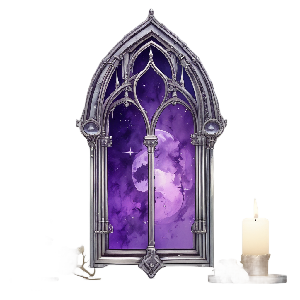 Moonlit Mirror in Purple — witchy & occult stickers