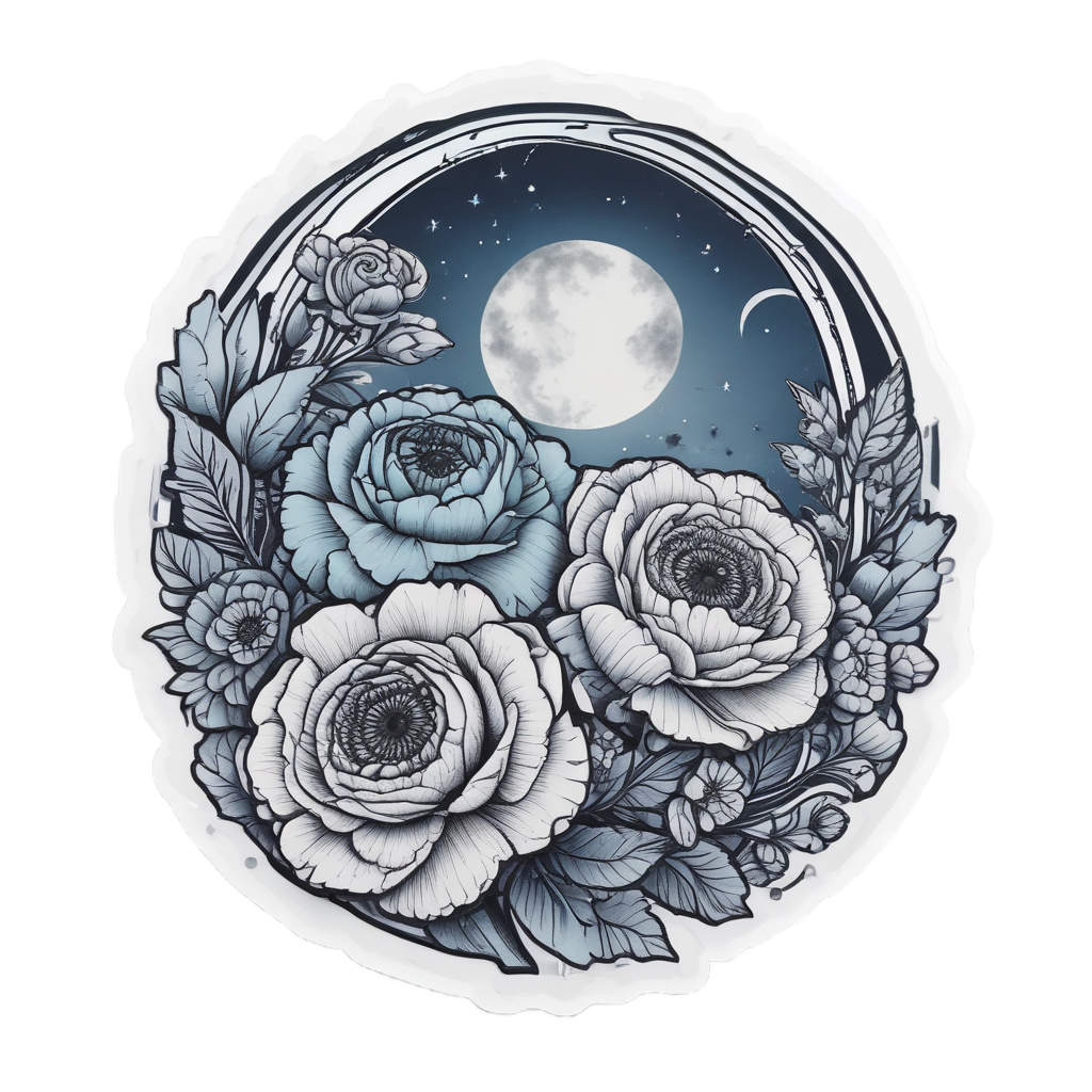 Moonlit Ranunculus Night — bouquets stickers