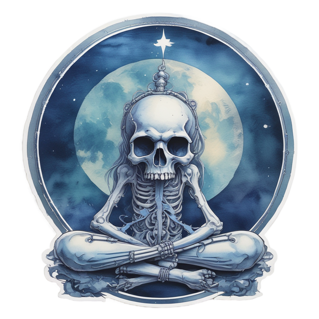 Moonlit Skull Meditation — mystical skull stickers