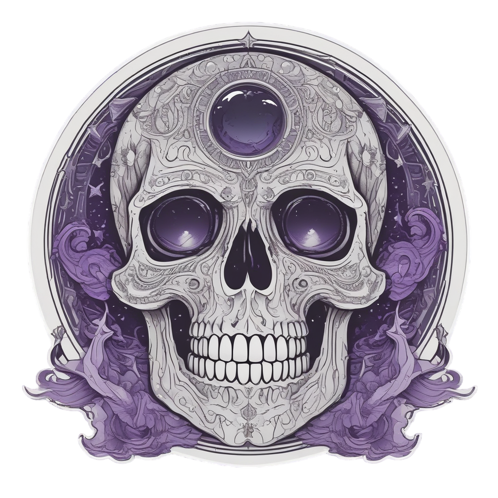 Moonlit Skull with Crystals — witchy & occult stickers
