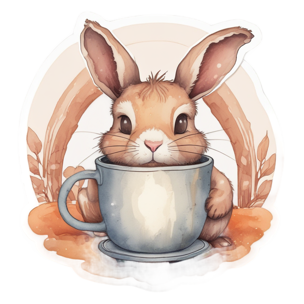 Morning Coffee Bunny — farm nursery stickers