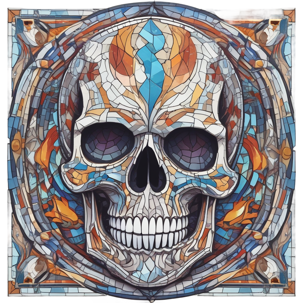 Mosaic Chrome Tiled Skull — biker & chrome skull stickers