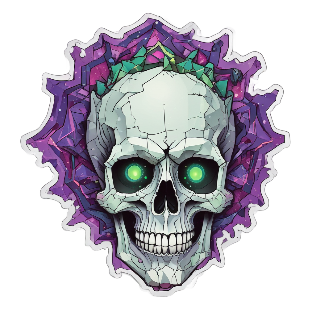 Mosaic Skull Fractured Flames — geometric stickers