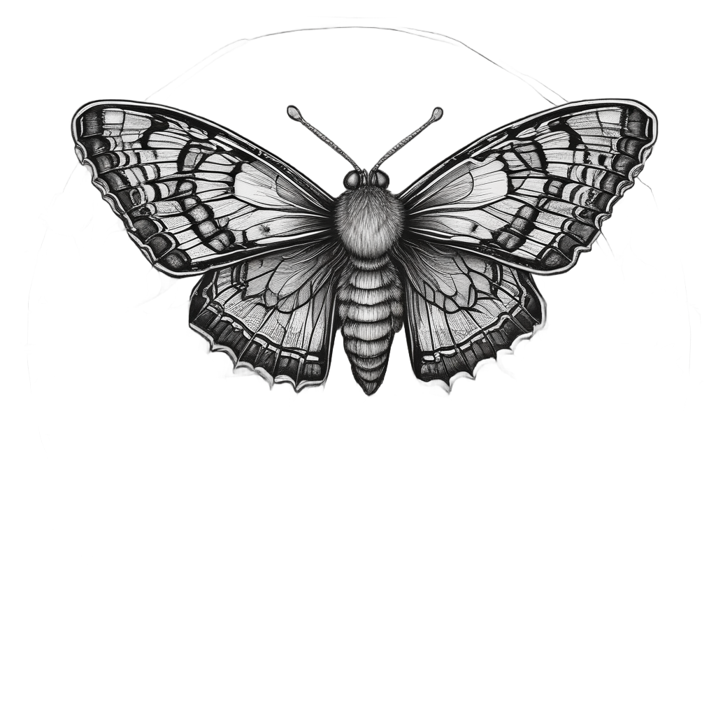 A black moth sitting on a bouquet of roses