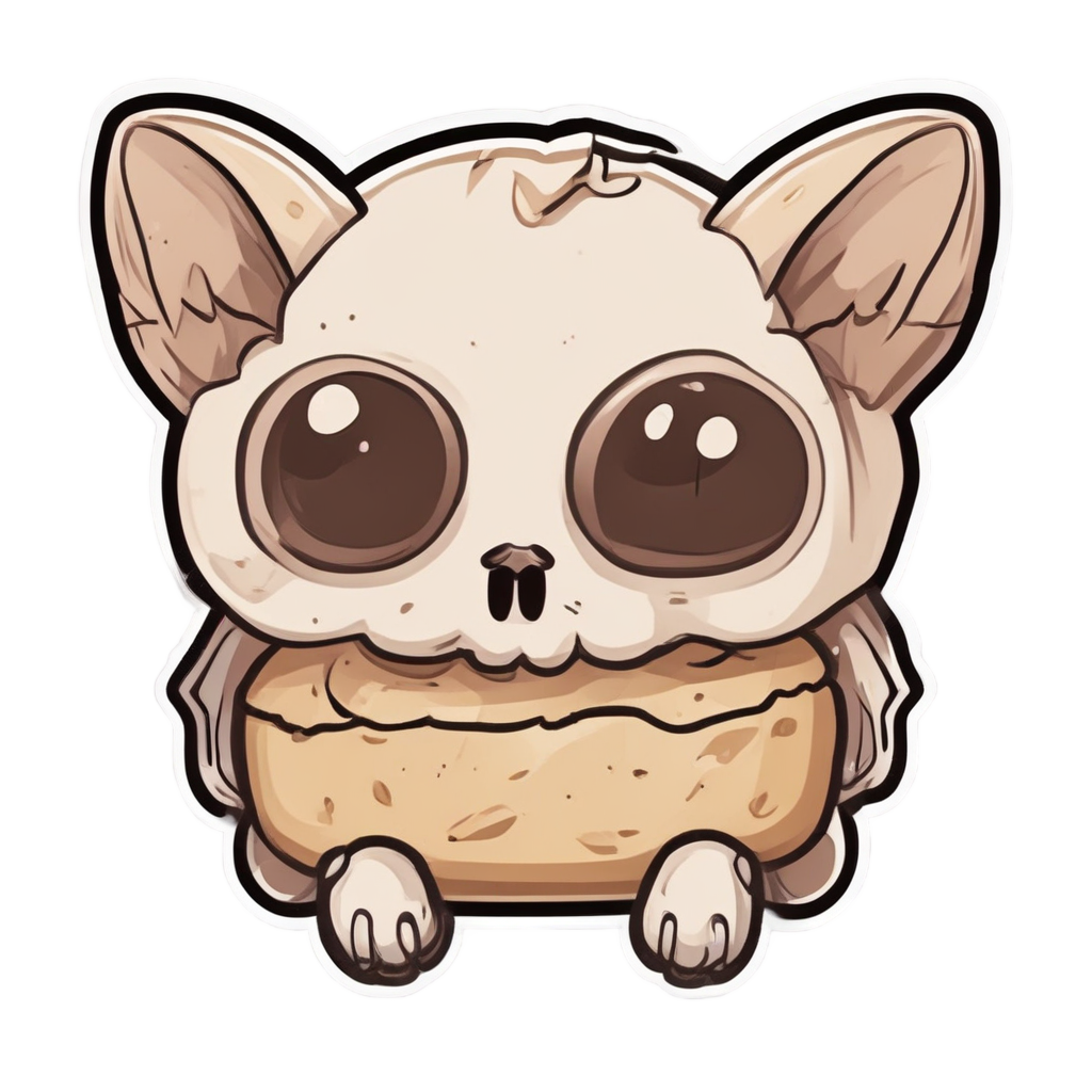 Moth Skull Bread Lover — line-art skull stickers