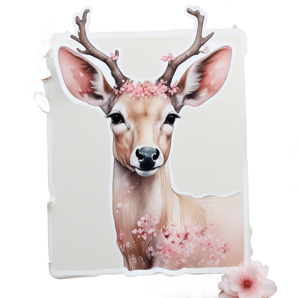 Mother Deer Blossom — pressed flowers stickers