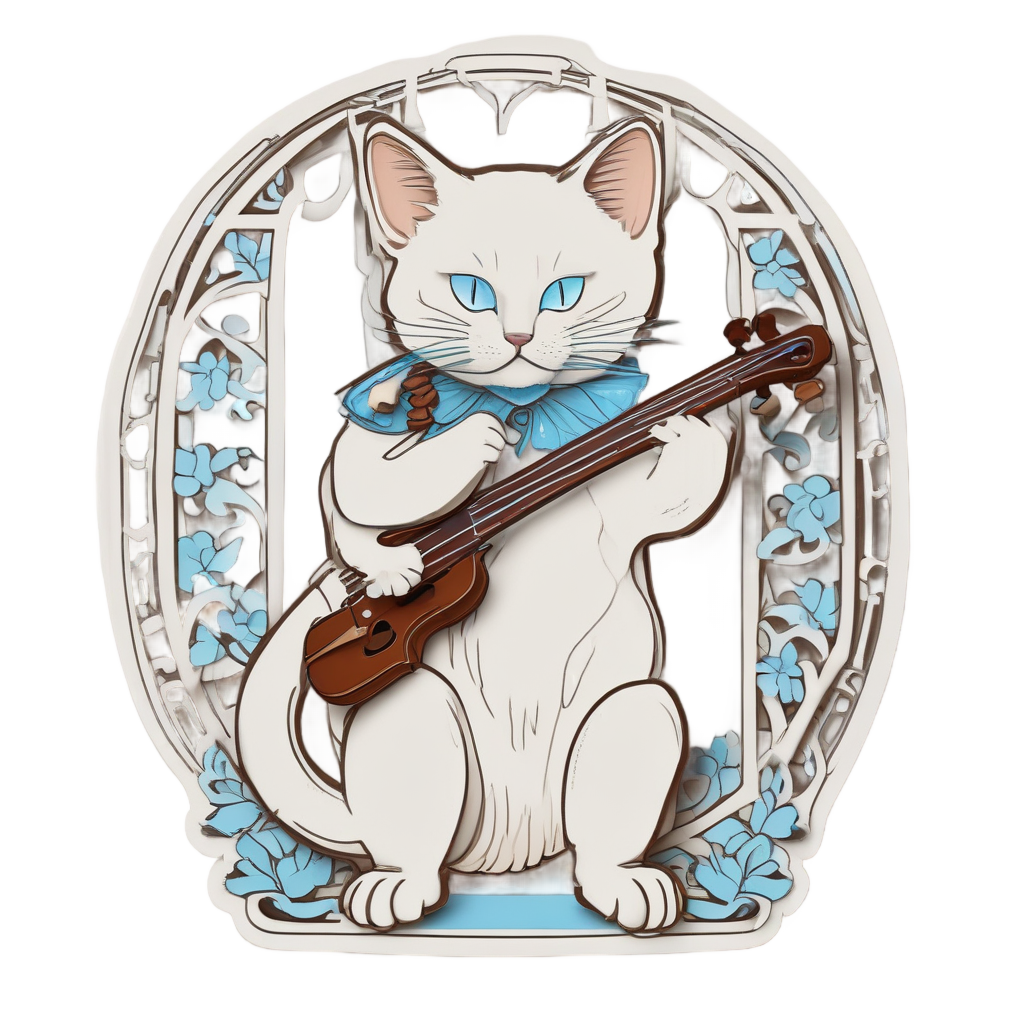 Music Siamese with Violin — music stickers