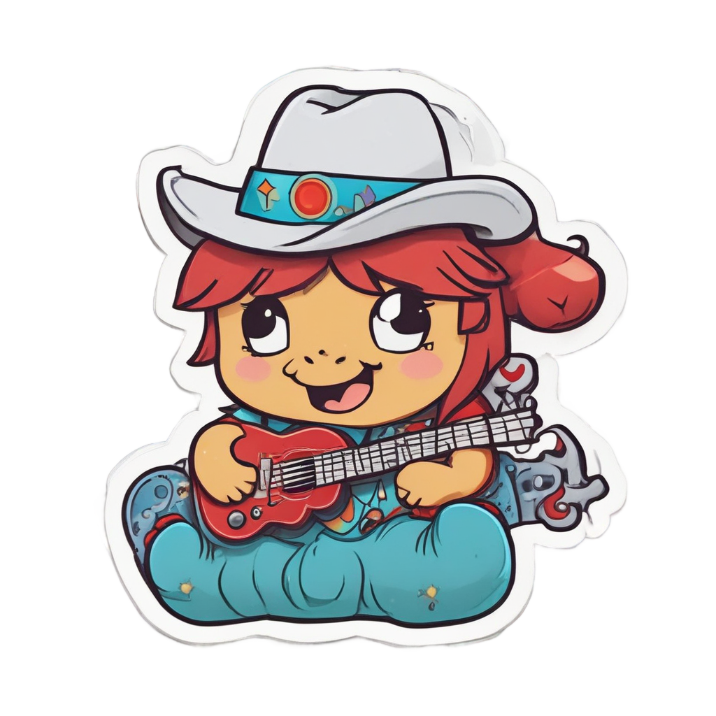 Musical Mustang with Guitar — music stickers