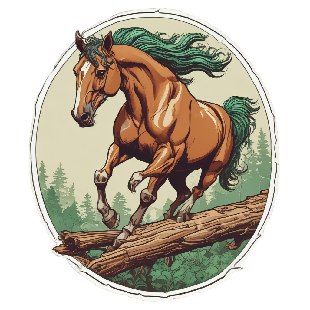 Mustang Jumping Over Log — horses stickers