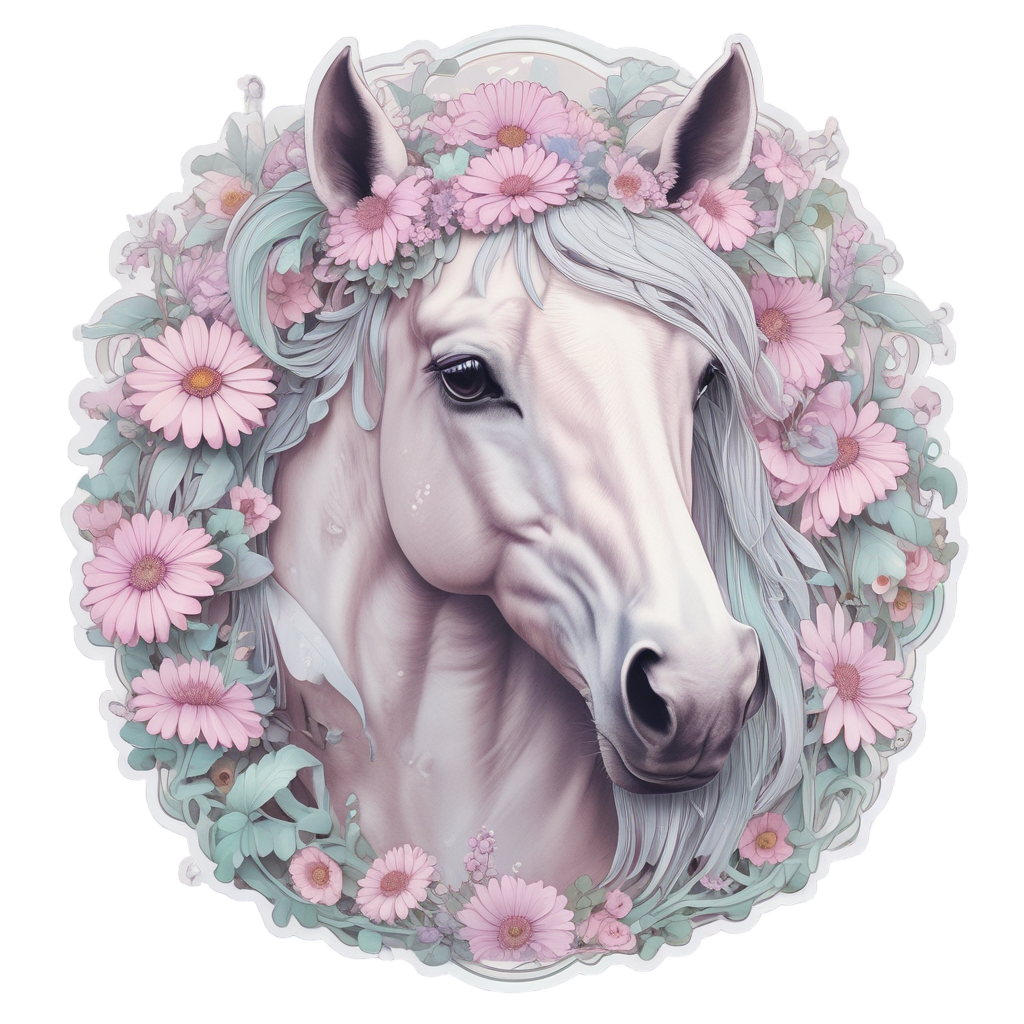 Mustang with Flower Crown — horses stickers