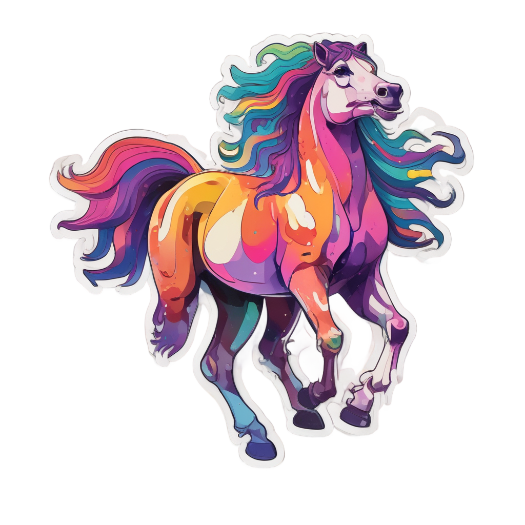 Mustang with Rainbow Mane — rainbow stickers