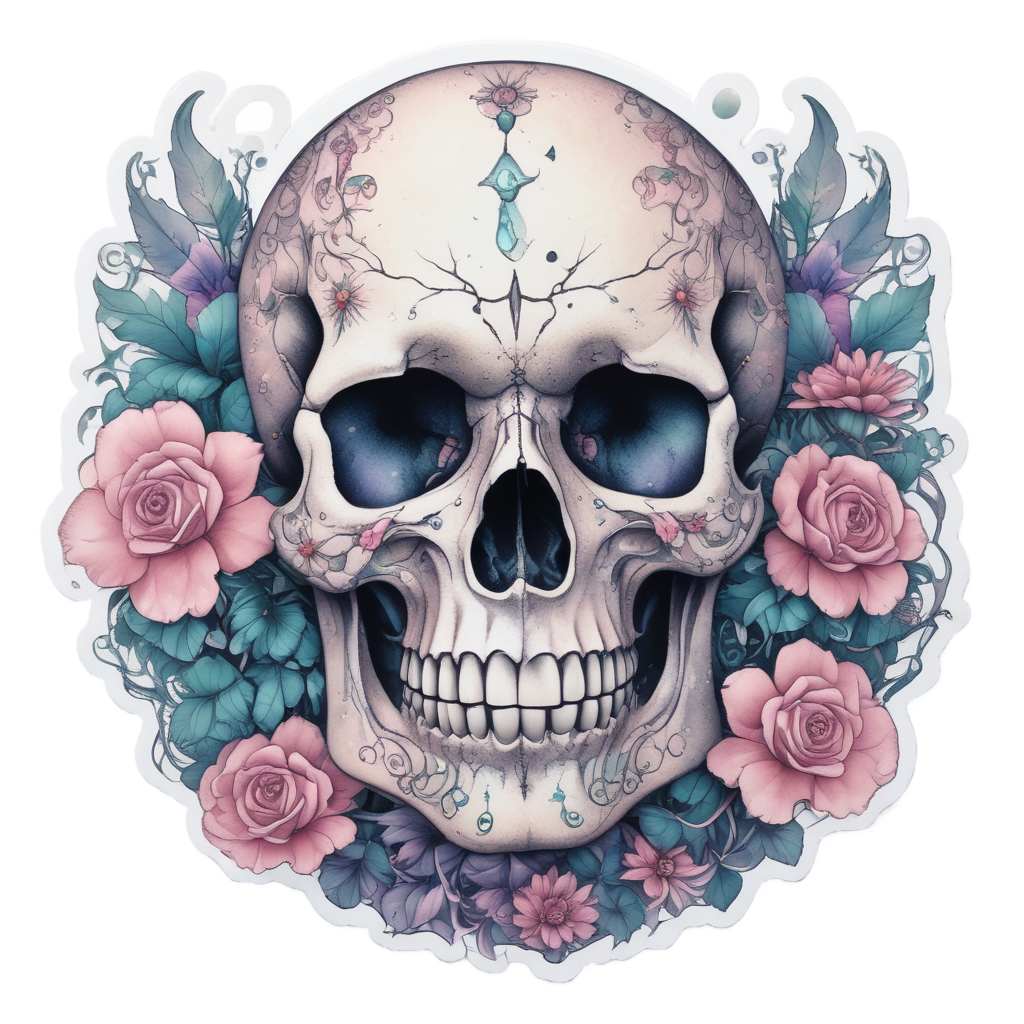 Mystic Daydream Skull — floral skull stickers