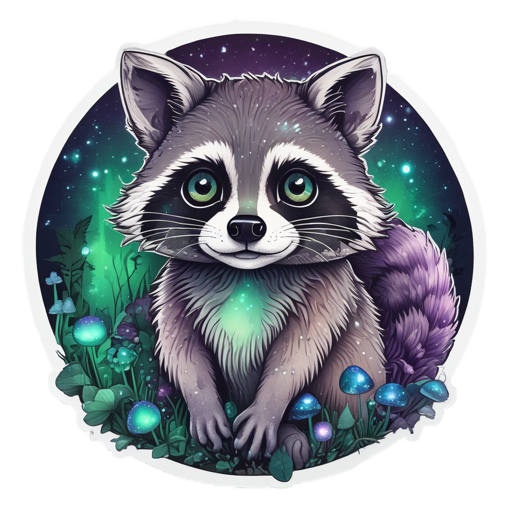 Mystical Forest Raccoon — wildlife stickers