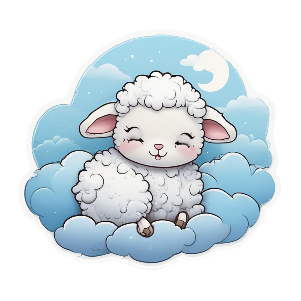 Napping Lamb on Cloud — farm nursery stickers