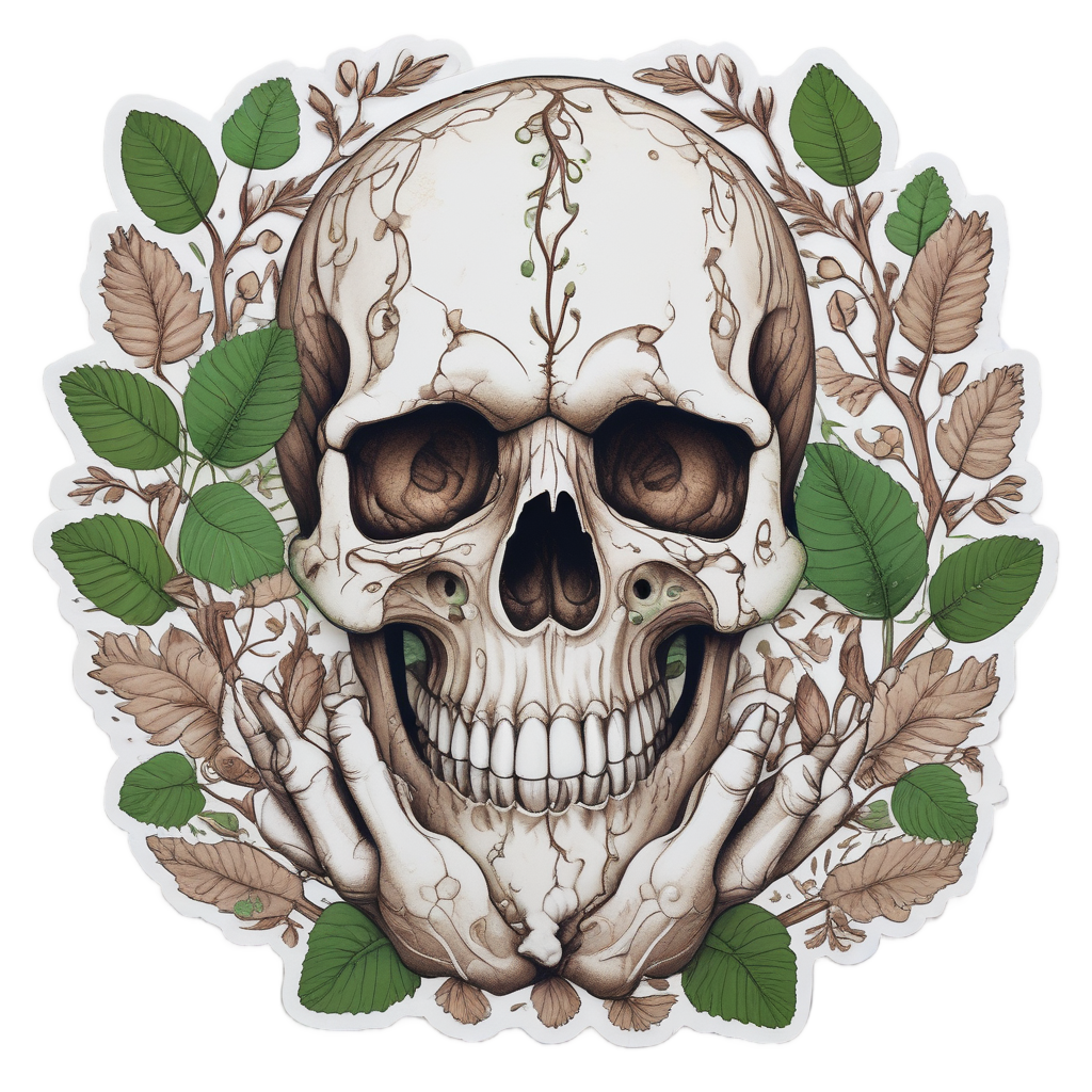 Nature Hand Skull Leaves — war-paint skull stickers