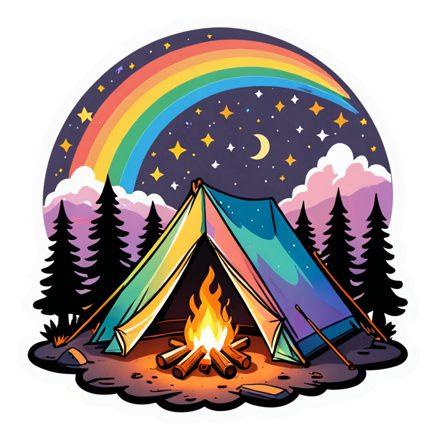 Cozy Camp (holographic) — nature lover stickers