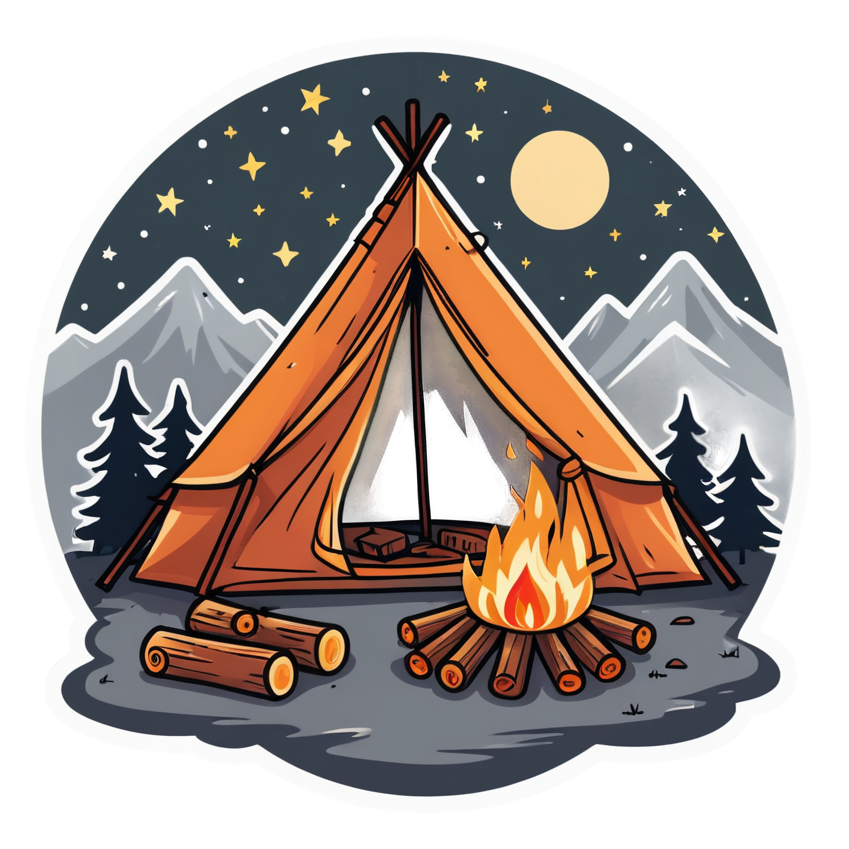 Cozy Camp (lineart) — nature lover stickers
