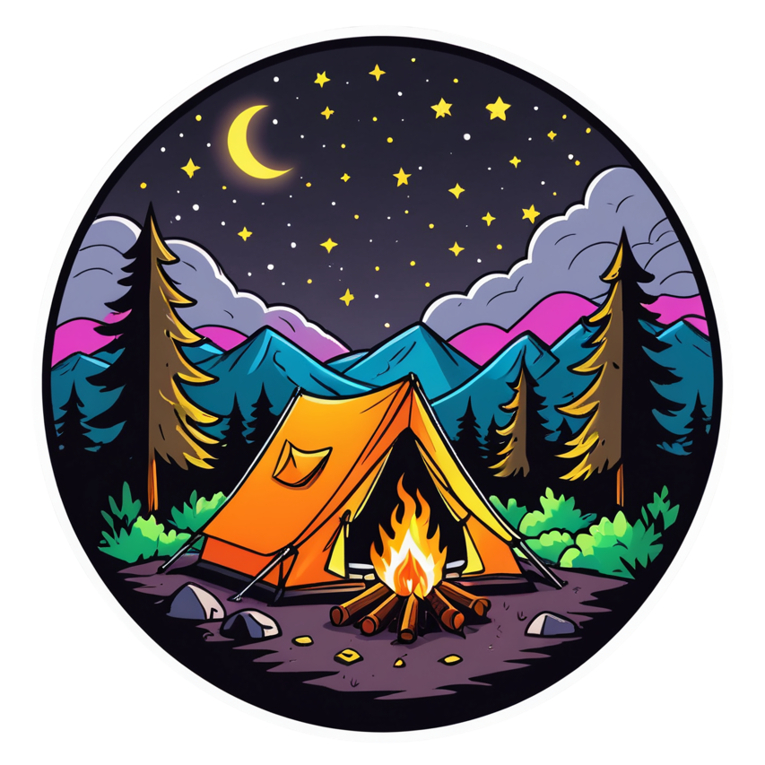 Cozy Camp (neon) — nature lover stickers
