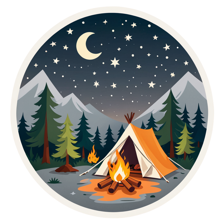 Cozy Camp (papercut) — nature lover stickers