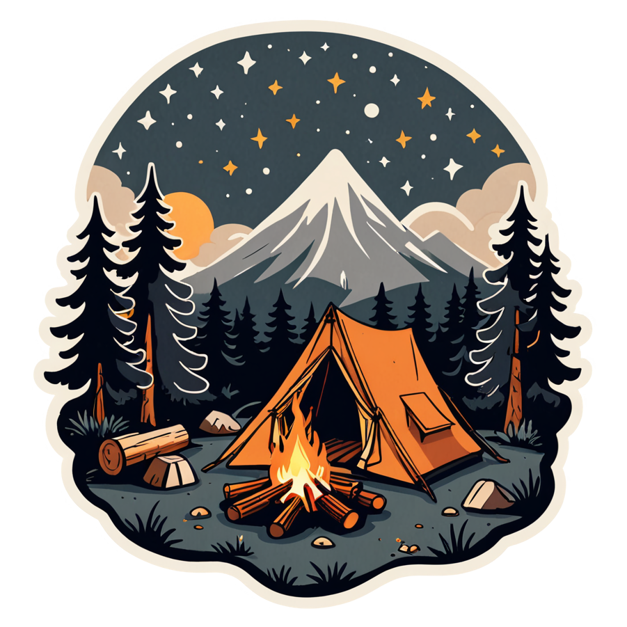 Cozy Camp (retro) — nature lover stickers