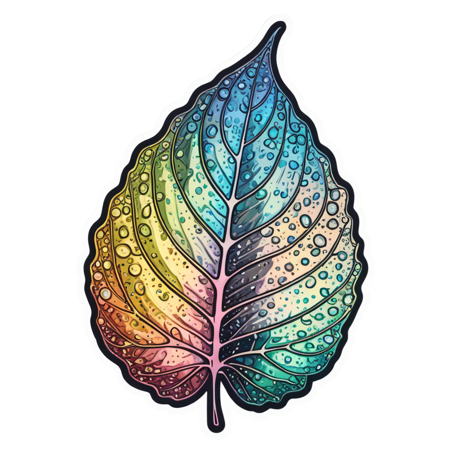 Dewy Leaf (holographic) — nature lover stickers