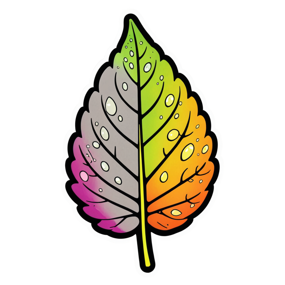 Dewy Leaf (neon) — nature lover stickers