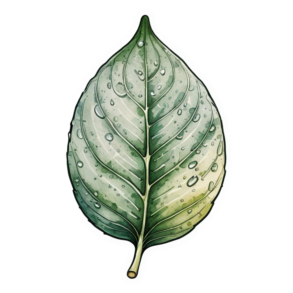 Dewy Leaf (watercolor) — nature lover stickers