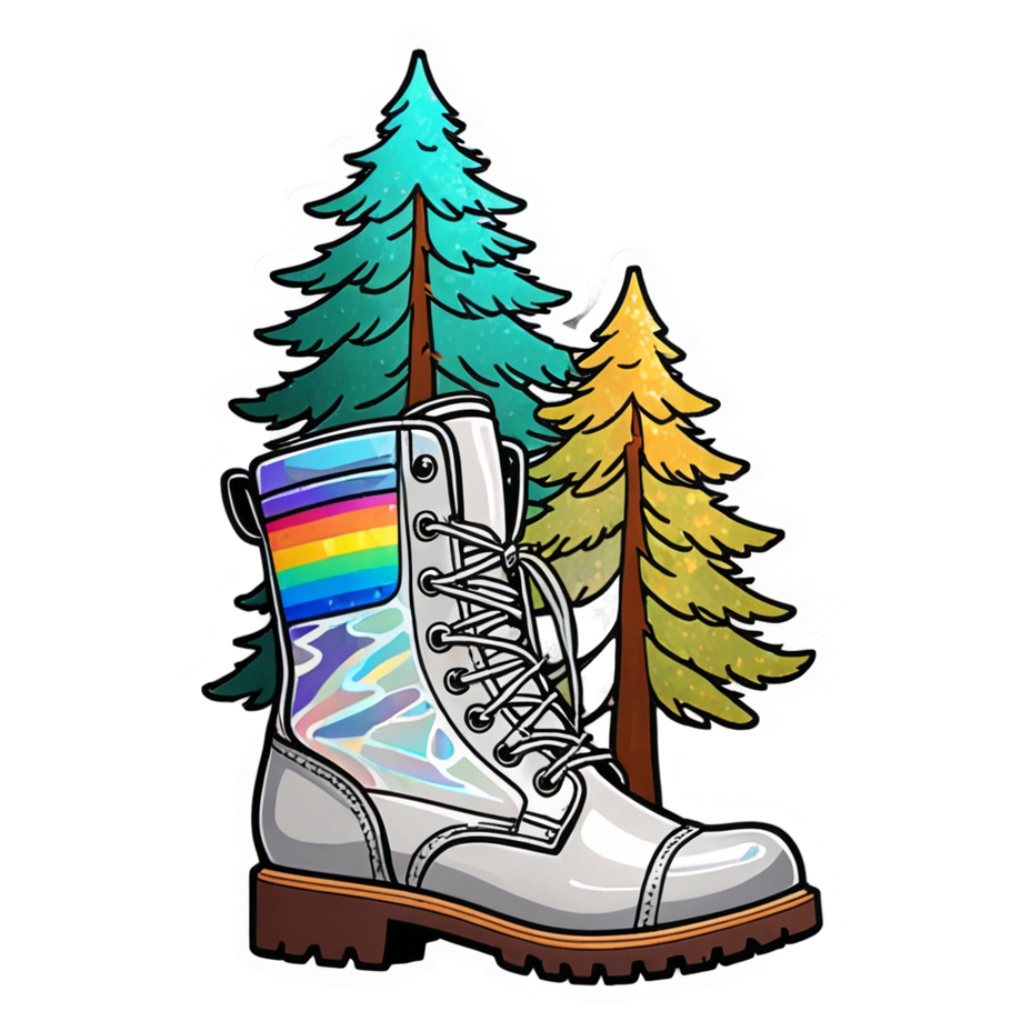 Hiking Boots (holographic) — nature lover stickers