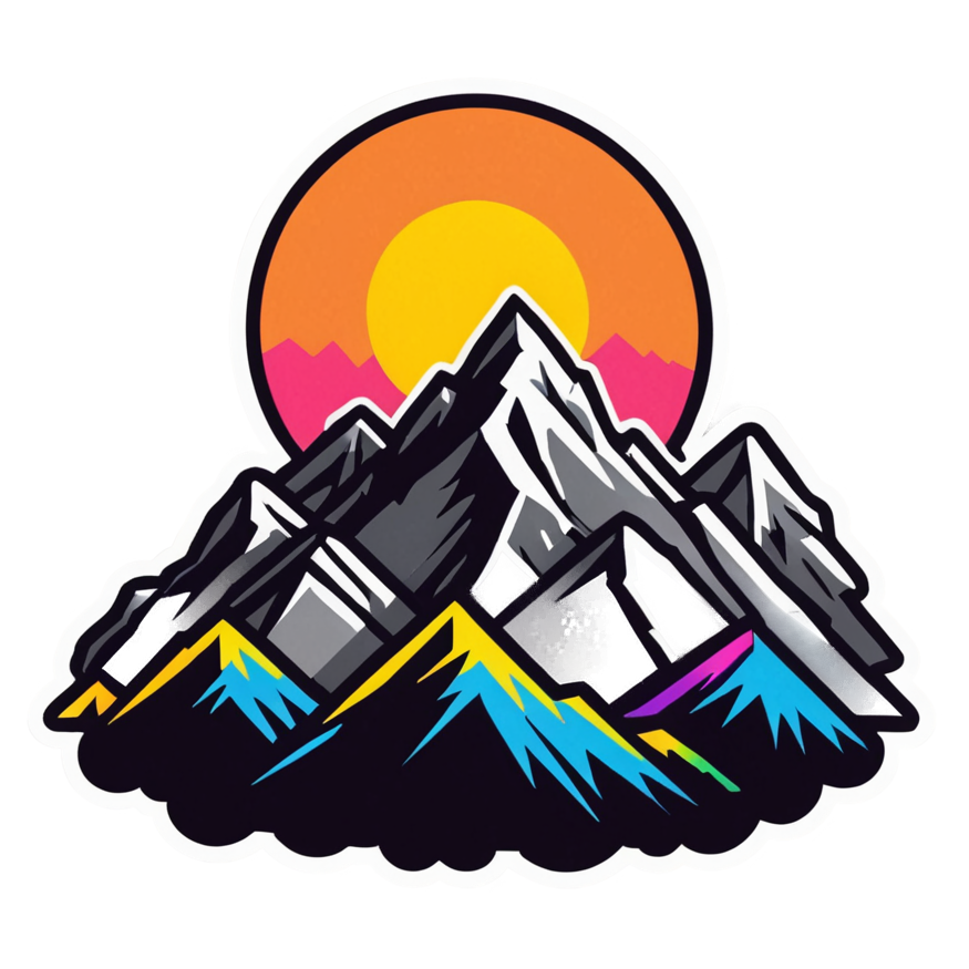 Mountain Range (neon) — nature lover stickers