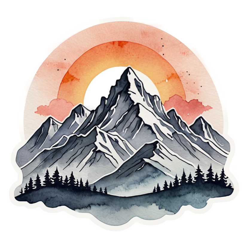 Mountain Range (watercolor) — nature lover stickers