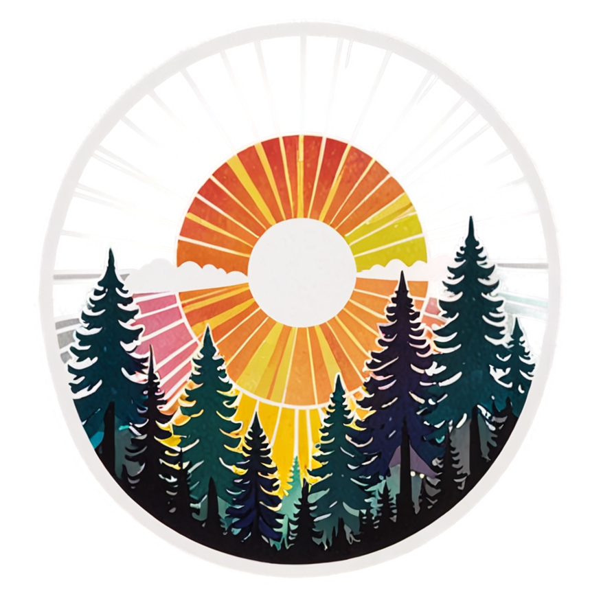Pine Sunrise (holographic) — nature lover stickers