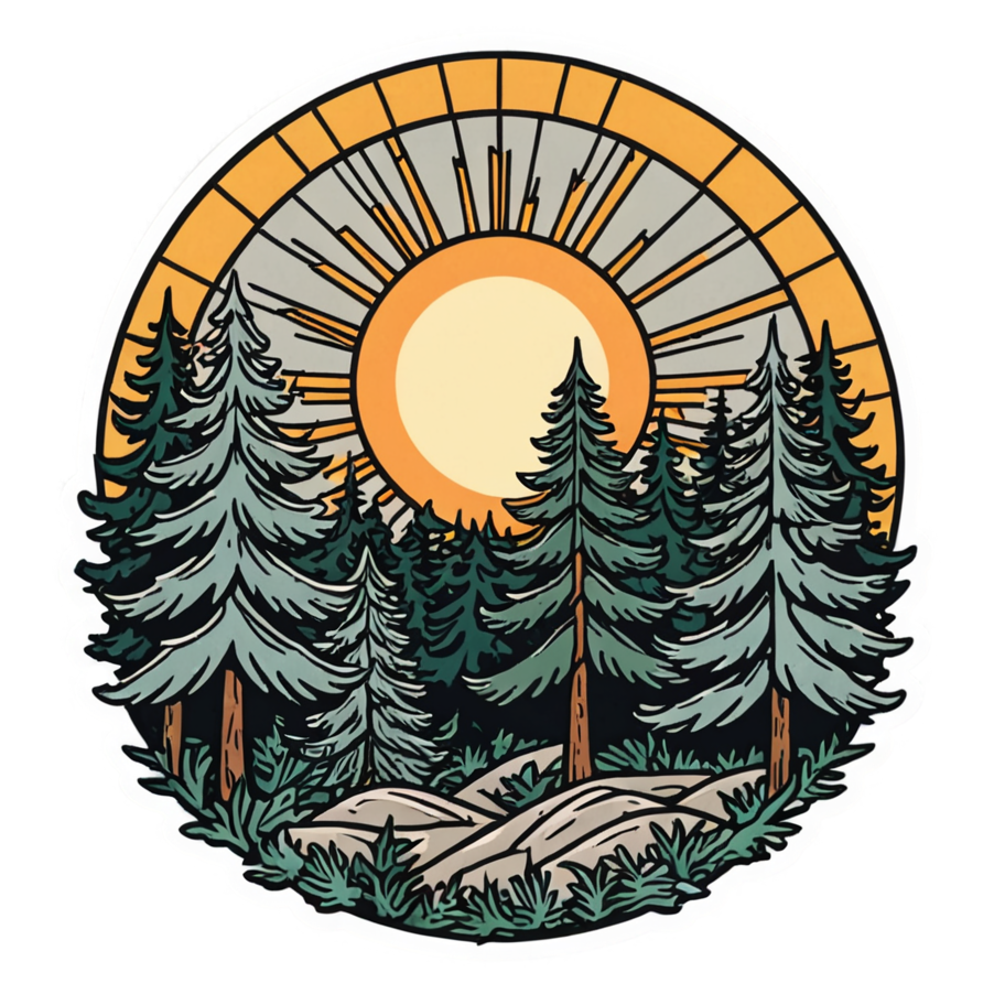 Pine Sunrise (tattoo) — nature lover stickers