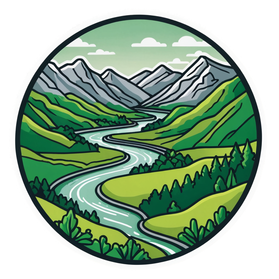 River Valley (lineart) — nature lover stickers