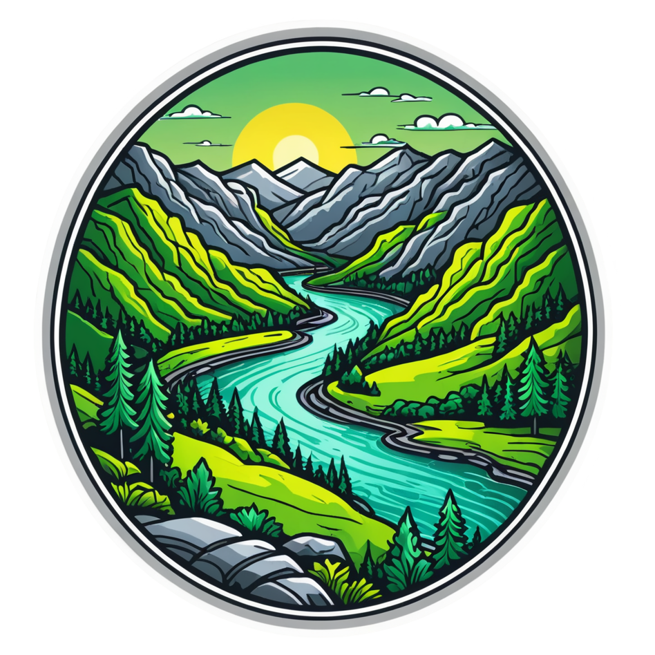 River Valley (neon) — nature lover stickers