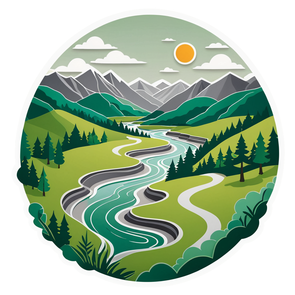 River Valley (papercut) — nature lover stickers