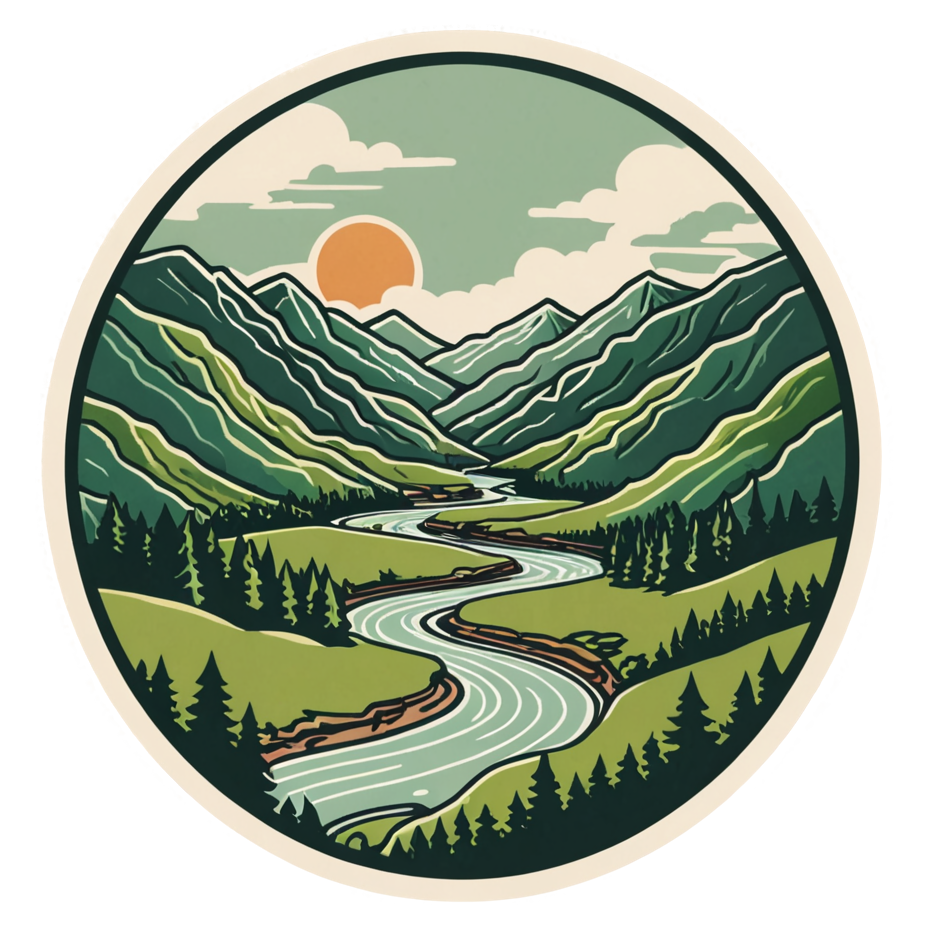 River Valley (retro) — nature lover stickers
