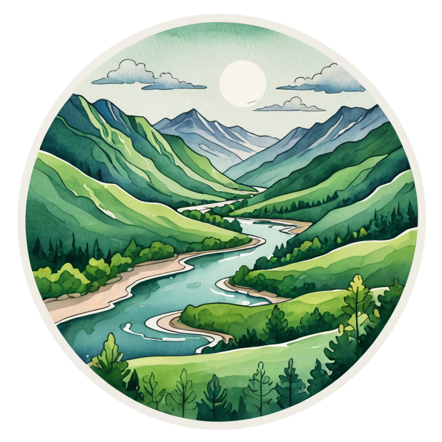 River Valley (watercolor) — nature lover stickers