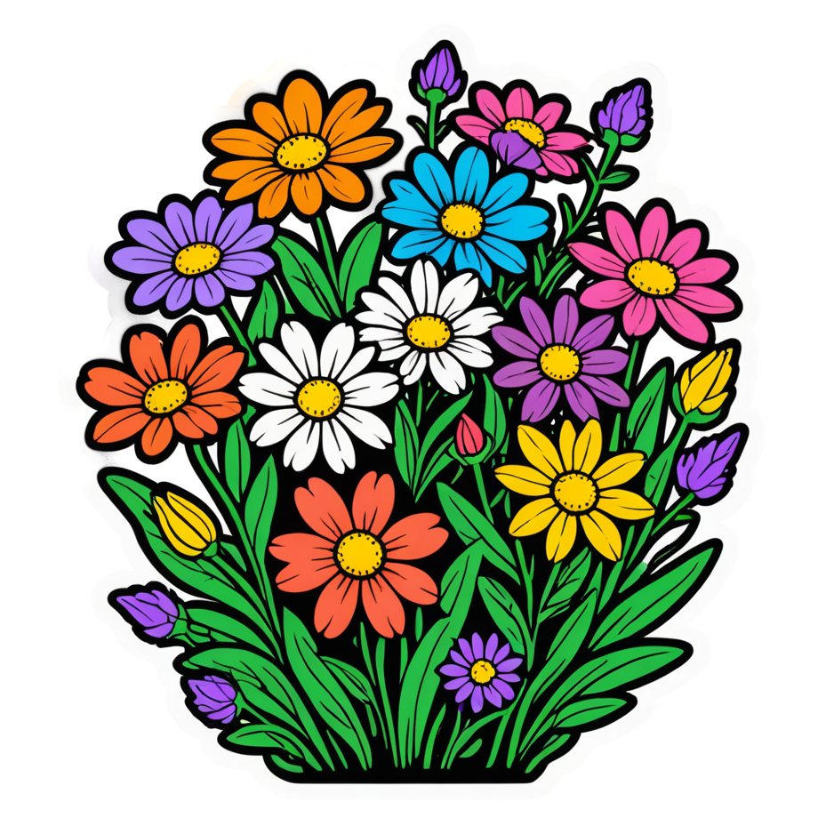 Wildflowers (neon) — nature lover stickers