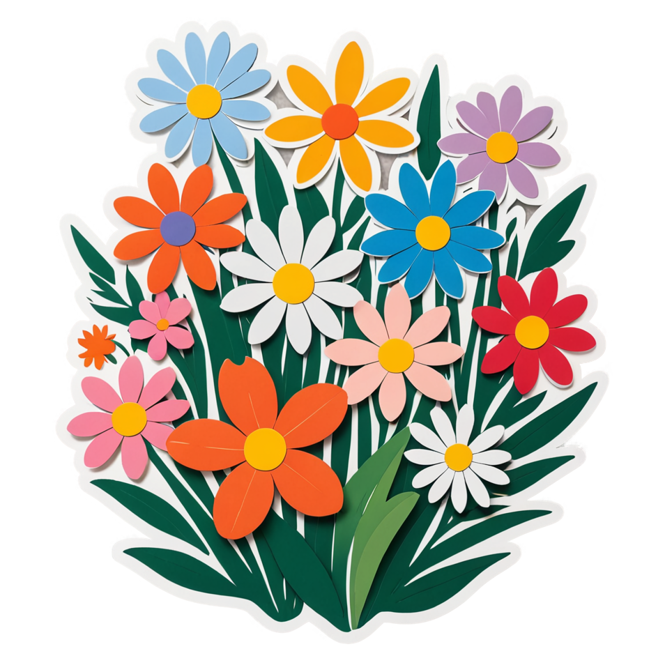 Wildflowers (papercut) — nature lover stickers