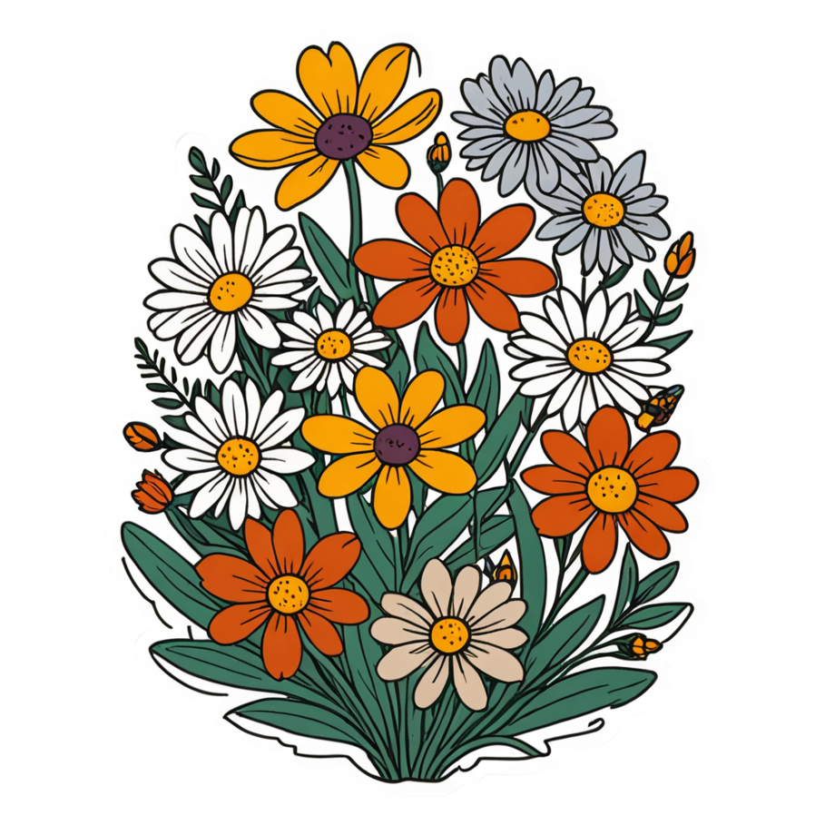Wildflowers (retro) — nature lover stickers