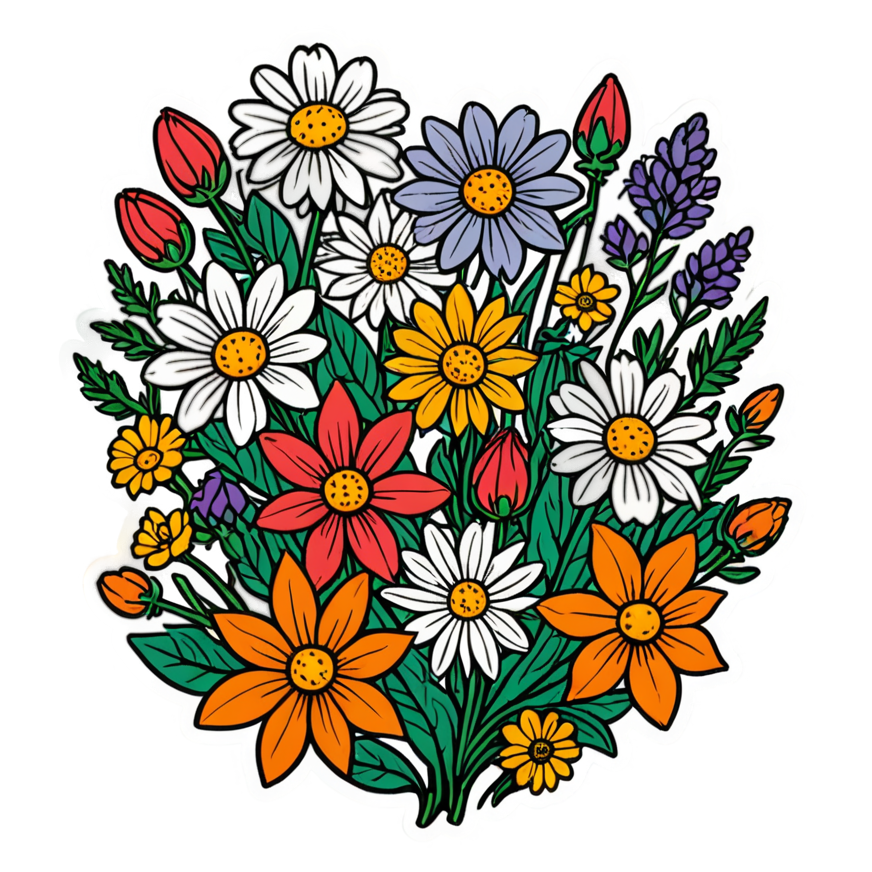 Wildflowers (tattoo) — nature lover stickers