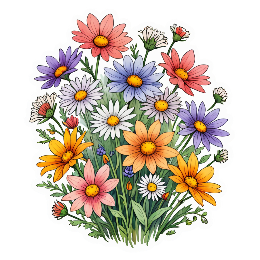 Wildflowers (watercolor) — nature lover stickers