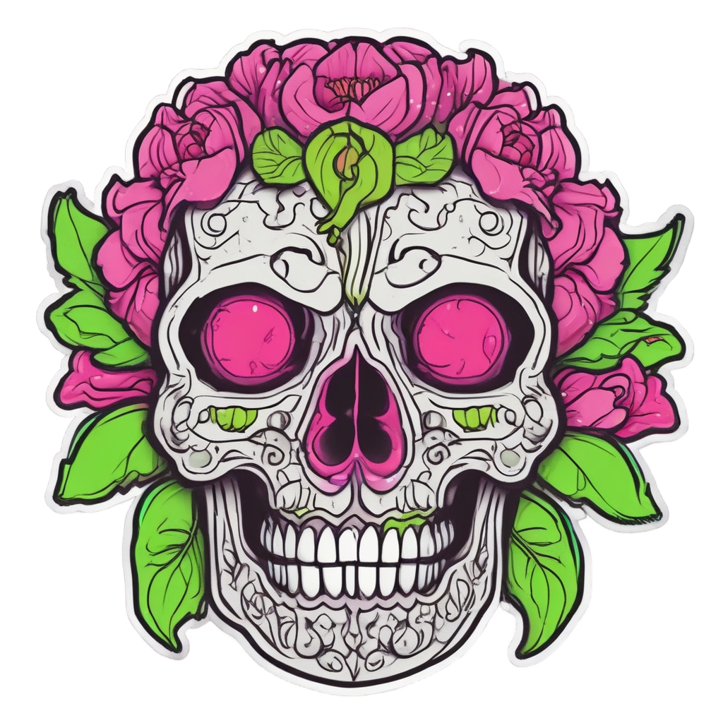 Naughty Peony Wink — floral skull stickers