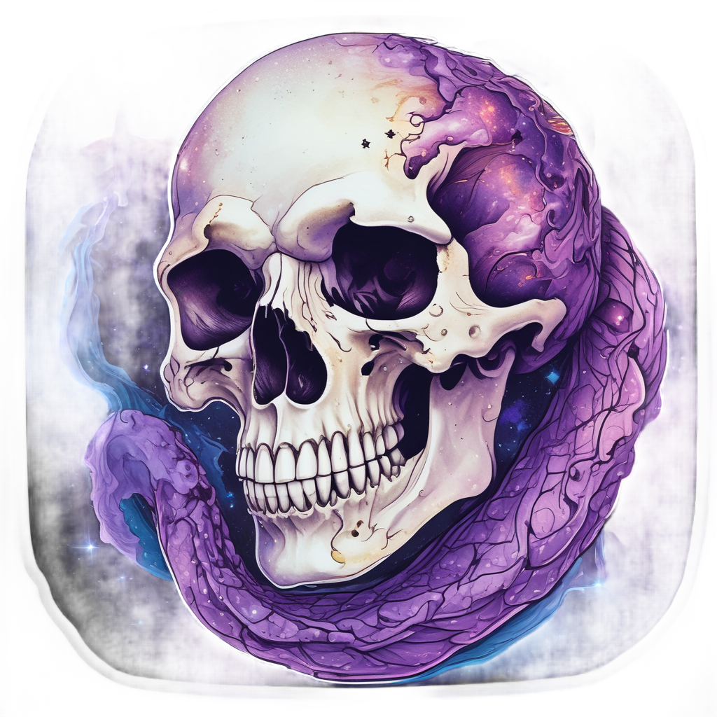 Nebula Python Space Skull — blackwork skull stickers