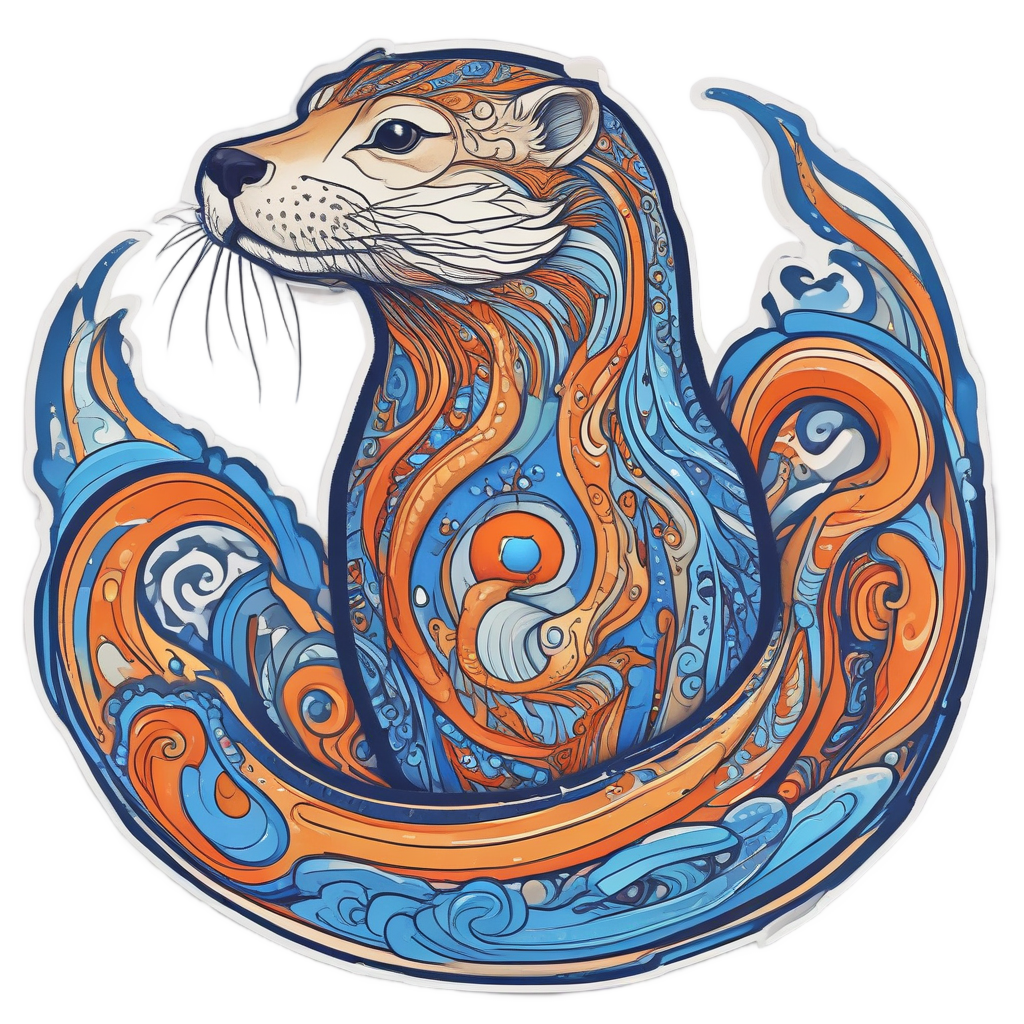 Neo-Traditional Otter Swirls — wildlife stickers