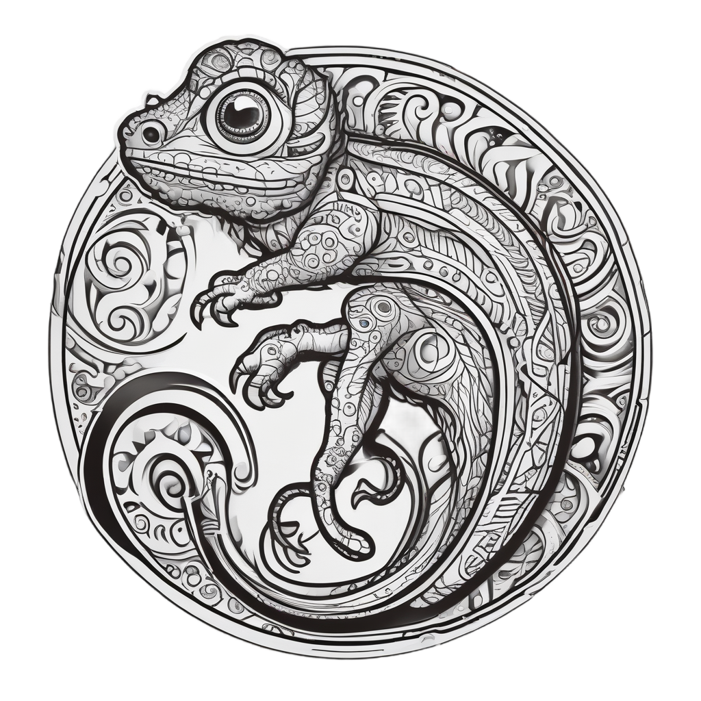 Neo-Tribal Chameleon Curl — reptiles stickers