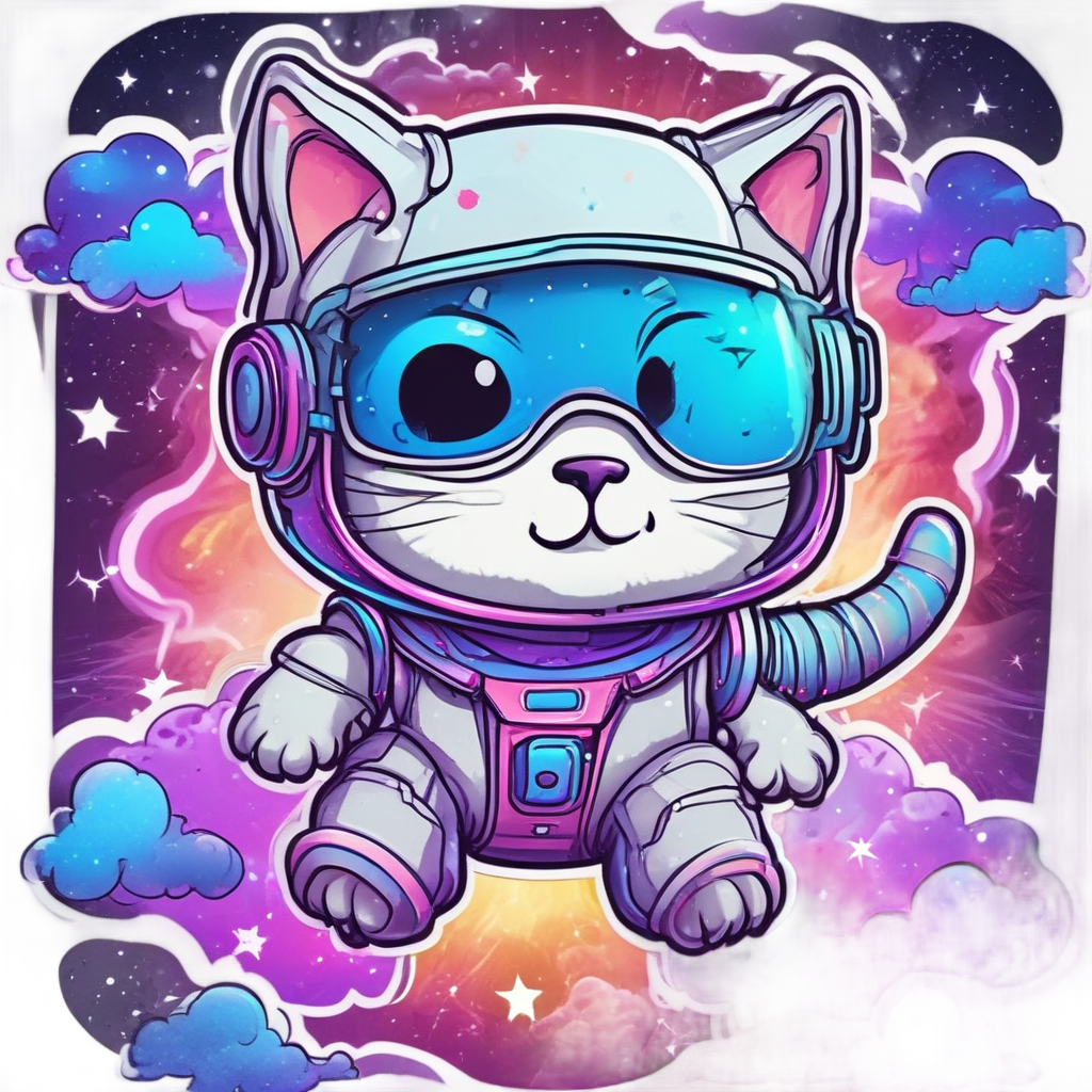 Neon Astronaut Cat — kawaii animals stickers