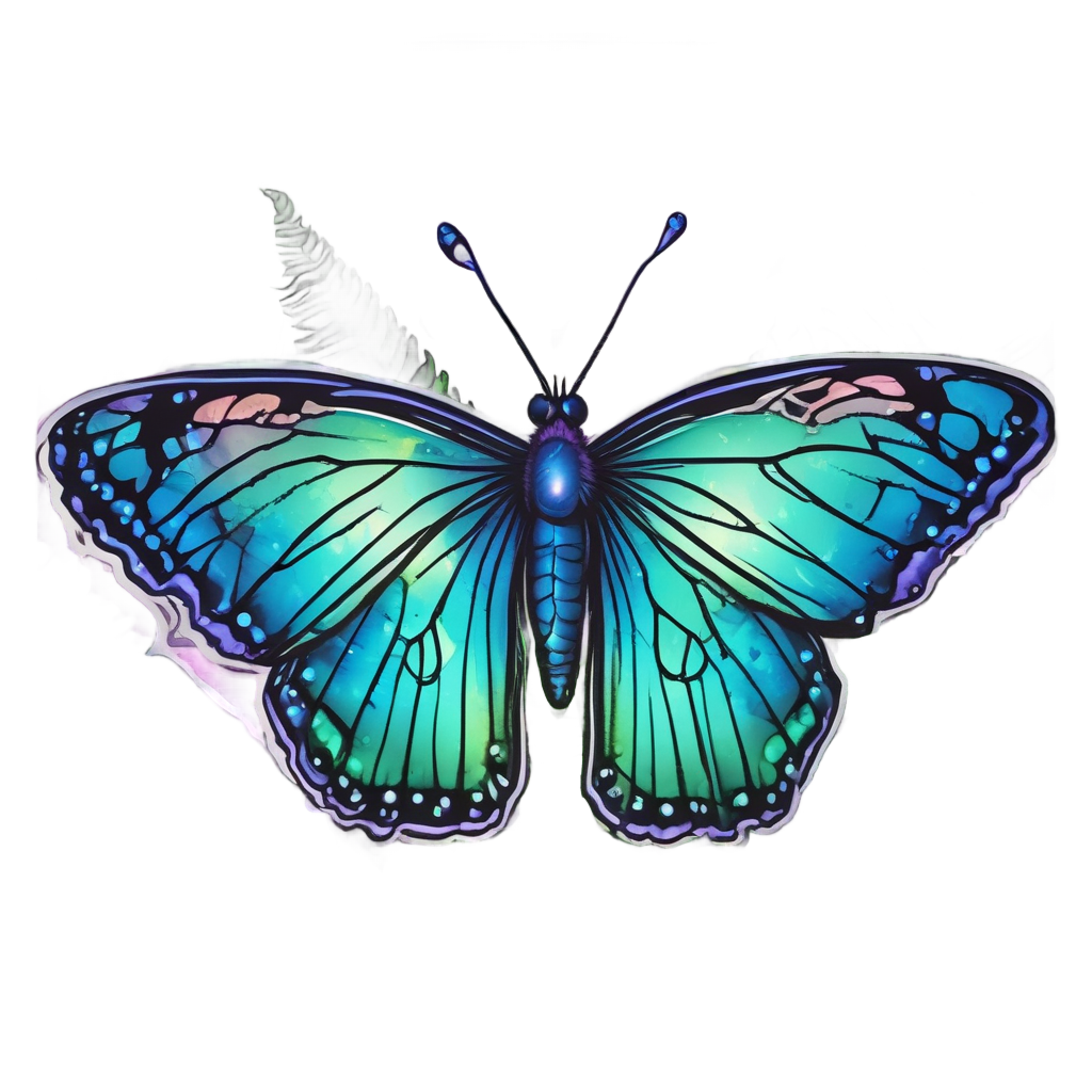 Neon Aurora Forest Butterfly — insects stickers