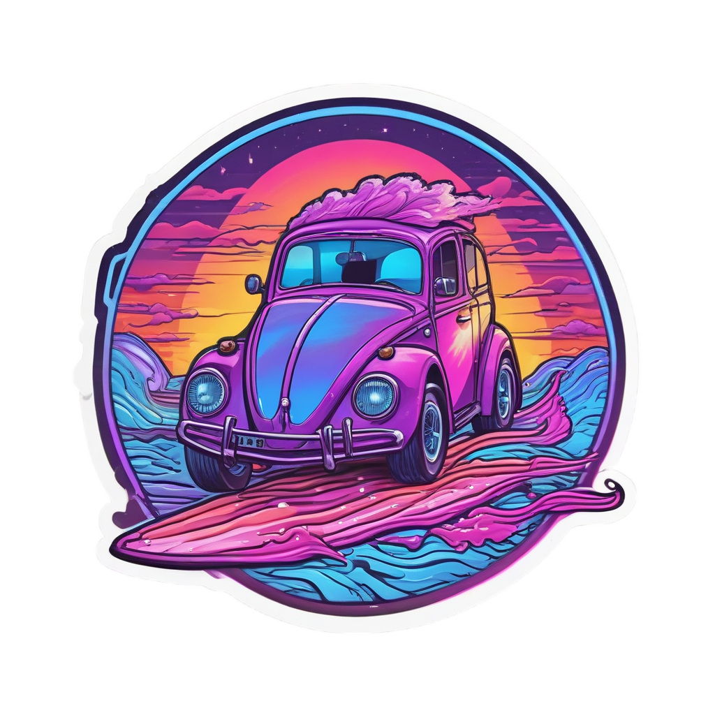 Neon Beetle Surfer — insects stickers